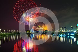 Fireworks at Al Khobar, Saudi Arabia September 23 2022 : National Day Celebration of Kingdom of Saudi Arabia