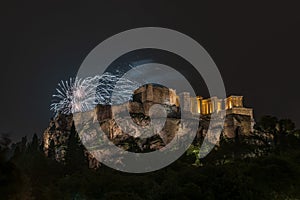 Fireworks on the Athens Acropolis