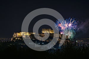 Fireworks on the Athens Acropolis