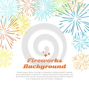 Fireworks Background. Colorful Salute on White.