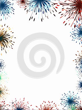 Fireworks background on white