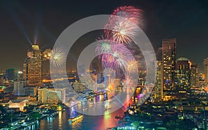 Fireworks` Bangkok New Year 2016, Thailand