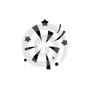 Fireworks black icon, vector sign on isolated background. Fireworks concept symbol, illustration