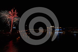 Fireworks in Bratislava, New Year 2019
