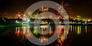 Fireworks at Brouwhuis Helmond with a reflection