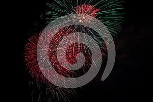 Fireworks Bursting in Night Sky with Copyspace