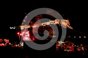 Fireworks with the Castle of Santa BÃ¡rbara de Alicante