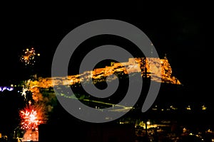 Fireworks with the Castle of Santa BÃ¡rbara de Alicante