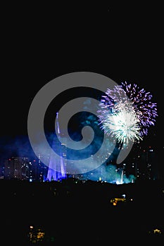 Fireworks in the catheral of Maringa, Parana, Brazil