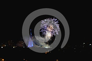 Fireworks in the catheral of Maringa, Parana, Brazil