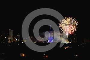 Fireworks in the catheral of Maringa, Parana, Brazil