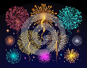 Fireworks Celebration of Holiday, Night Sky Light