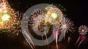 Fireworks celebration and the midnight sky background