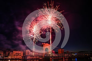 Fireworks during celebrations of French national holiday