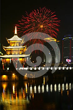 Fireworks & Chinese pavilion photo