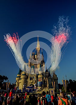 Fireworks at Cinderella's Castle Walt Disney World Orlando Florida
