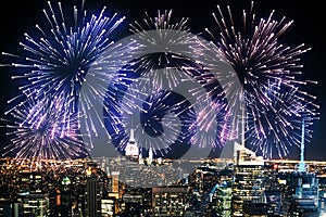 Fireworks in city background