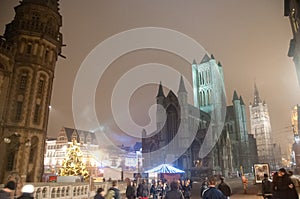 Fireworks in the city of Ghent