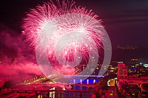 Fireworks in the city of Rouen