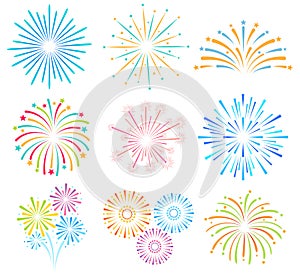 Fireworks color vector illustration