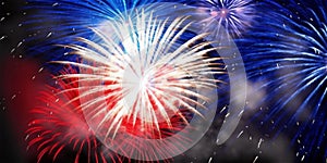 Fireworks in the colors of the French tricolor