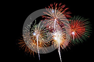 fireworks colors in the night sky, Fireworks Stock Image In Black Background