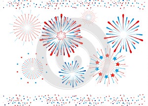 Fireworks and confetti isolated Patriotic Festival banner 2024 Graphic design sign