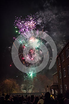 Fireworks with crowd of spectators