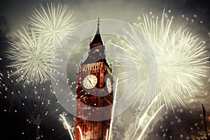 fireworks display around Big Ben