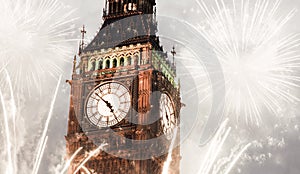 fireworks display around Big Ben