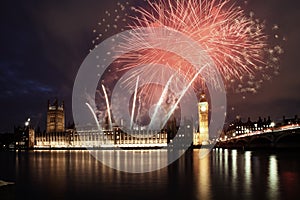 fireworks display around Big Ben