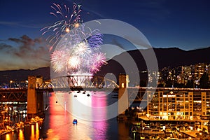 Fireworks display and Burrard Bridge