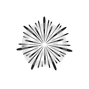 Fireworks display celebration icon in black flat outline design