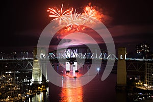 The fireworks display from the Celebration of Light in Vancouver`s English Bay. photo