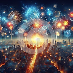 Fireworks Display A dazzling display of fireworks exploding in t