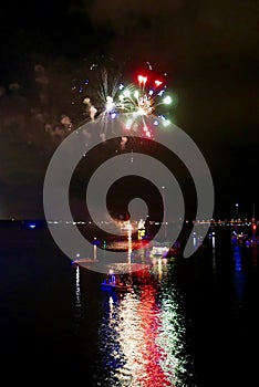 Fireworks display for Fourth of July in St. Augustine, Florida, USA