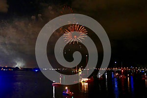 Fireworks display for Fourth of July in St. Augustine, Florida, USA