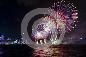 Fireworks display at Victoria harbor