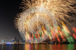 Fireworks in the Doha Corniche, Doha, Qatar.