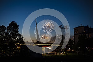 Fireworks in the evening moscow