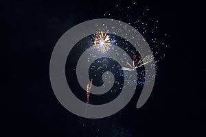 Fireworks exploding against dark night sky