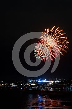 Fireworks Exploding Over Plymouth, Cornwall