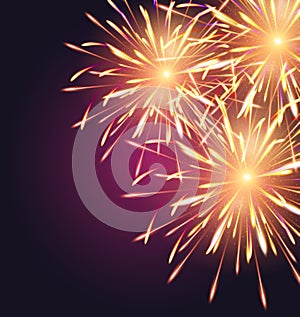 Fireworks explosioms greeting card vertical background Happy New Year