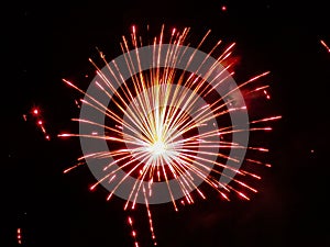 Fireworks during the feast of the Saint Amand in Senas in Provence in France photo