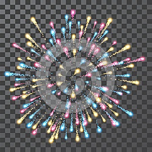 Fireworks. Festival colorful firework. Vector llustration on transparent background photo