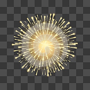 Fireworks. Festival gold firework. Vector llustration on transparent background photo