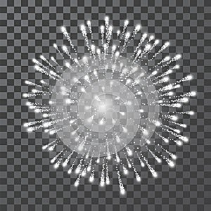 Fireworks. Festival white firework. Vector llustration on transparent background photo