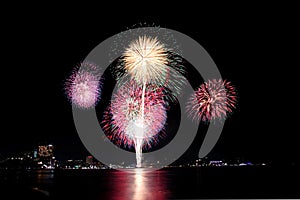 Fireworks or firecracker in Pattaya city,Thailand.