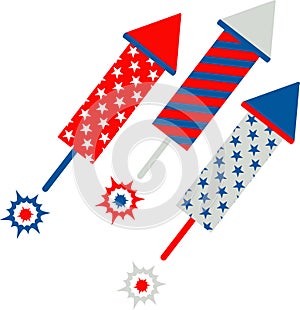 Fireworks flat vector icon. Independence day of USA. July fourth