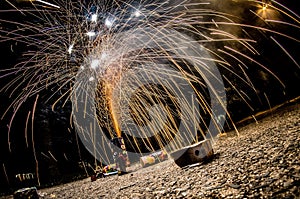 Fireworks at home in a driveway